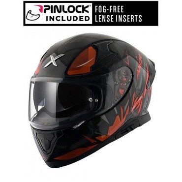 AXOR APEX HUNTER BLACK ORANGE SUN VISOR MC HELMET