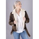 Lady aviator brown nubuck shearling jacket