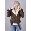 Lady aviator brown nubuck shearling jacket