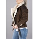 Lady aviator brown nubuck shearling jacket