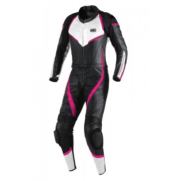 ALIVE LADY PINK MOTORCYCLE LEATHER TWO-PIECE SUIT