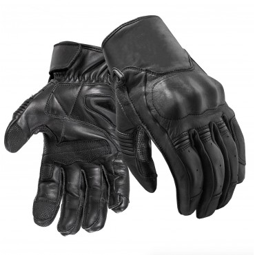 Rebel vintage black summer motorcycle leather gloves
