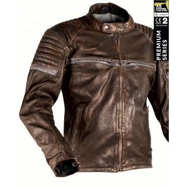 STEALTH 92X VINTAGE BROWN GOAT NAPPA  MOTORCYCLE LEATHER JACKET (CE 17092)