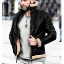 Supreme av8 shearling classic black leather jacket