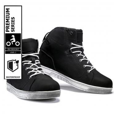 Urban rider black nubuk waterproof motorcycle sneakers