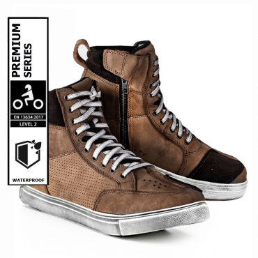 Urban rider brown drytech waterproof motorcycle sneakers