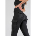 SHAPELAB CARGO BLACK CASUAL TIGHTS LEGGINGS 