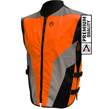 Black reflex orange motorcycle vest