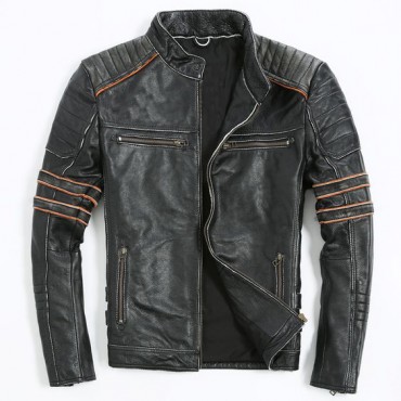 WINDFREE CUSTOM RUBB-OF BLACK LEATHER MC JACKETS