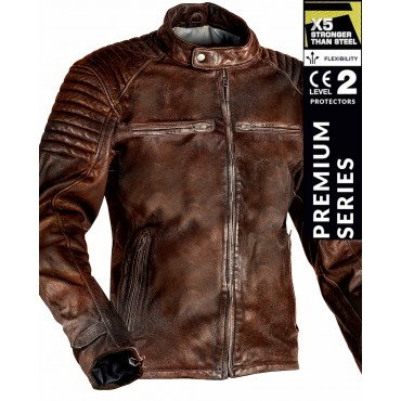BANDIT 92X BROWN GAOT NAPPA PREMIUM MOTORCYCLE LEATHER JACKET