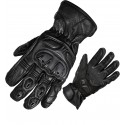 Black track short motorcycle gloves