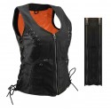 Lady biker retro leather vest