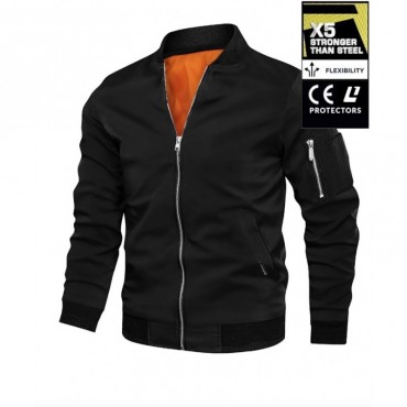 BOMBER BLACK KEVLAR TEXTILE JACKET