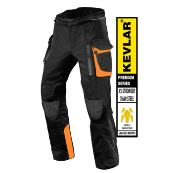 PREMIUM DYNATECH ORANGE BLACK KEVLAR WATERPROOF MC PANT