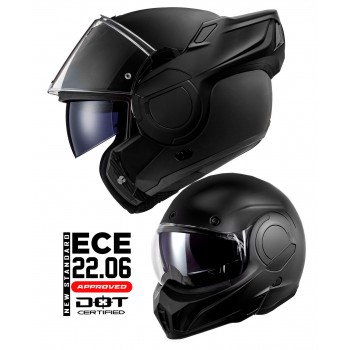 ECE 22.06 TOUR REVERSE FLIP MODULAR JET BLACK MATT OPENABLE MOTORCYCLE HELMET 