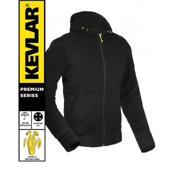 BARRICADE PLAIN BLACK KEVLAR 17092:2020 WATERPROOF MC HOODIE