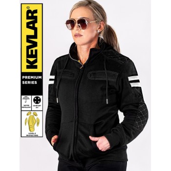 LADY RIVALBLACK KEVLAR WATERPROOF MOTORCYCLE HOODIE