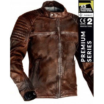 BANDIT 92X BROWN GAOT NAPPA PREMIUM MOTORCYCLE LEATHER JACKET